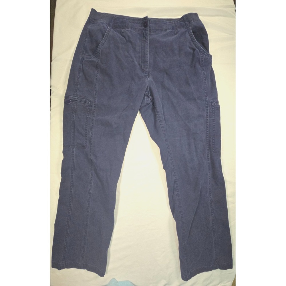 LL Bean Womens Sz 16 Comfort Waist Cargo Utility Pants Navy Classic Fit Gorpcore